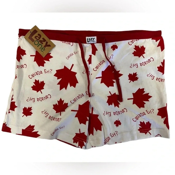 Lazy One Junior  Boxer Shorts Canada Eh Red White Size XL - Picture 1 of 5